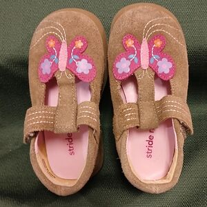 Stride Rite Brown Baby Shoes with Pink Butterfly